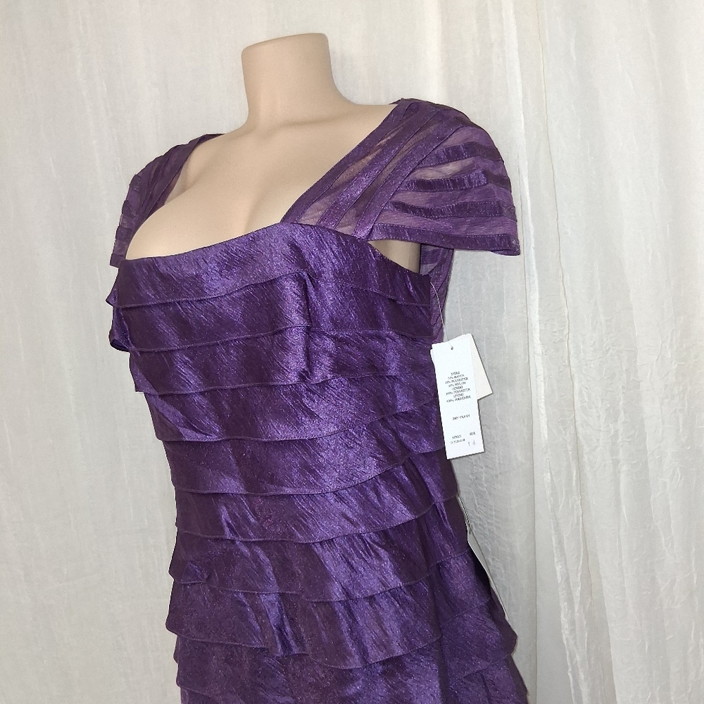 Adrianna Papell New Rich Purple Layered Mini Dress - Picture 11 of 16